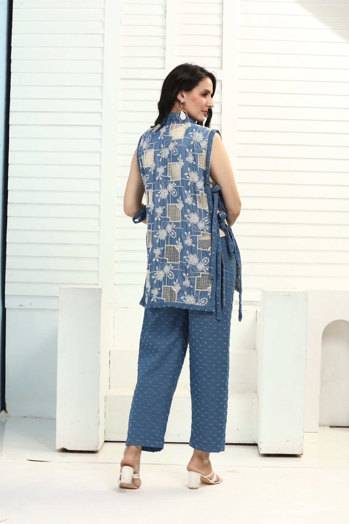 LIGHT DENIM TIE UP SET