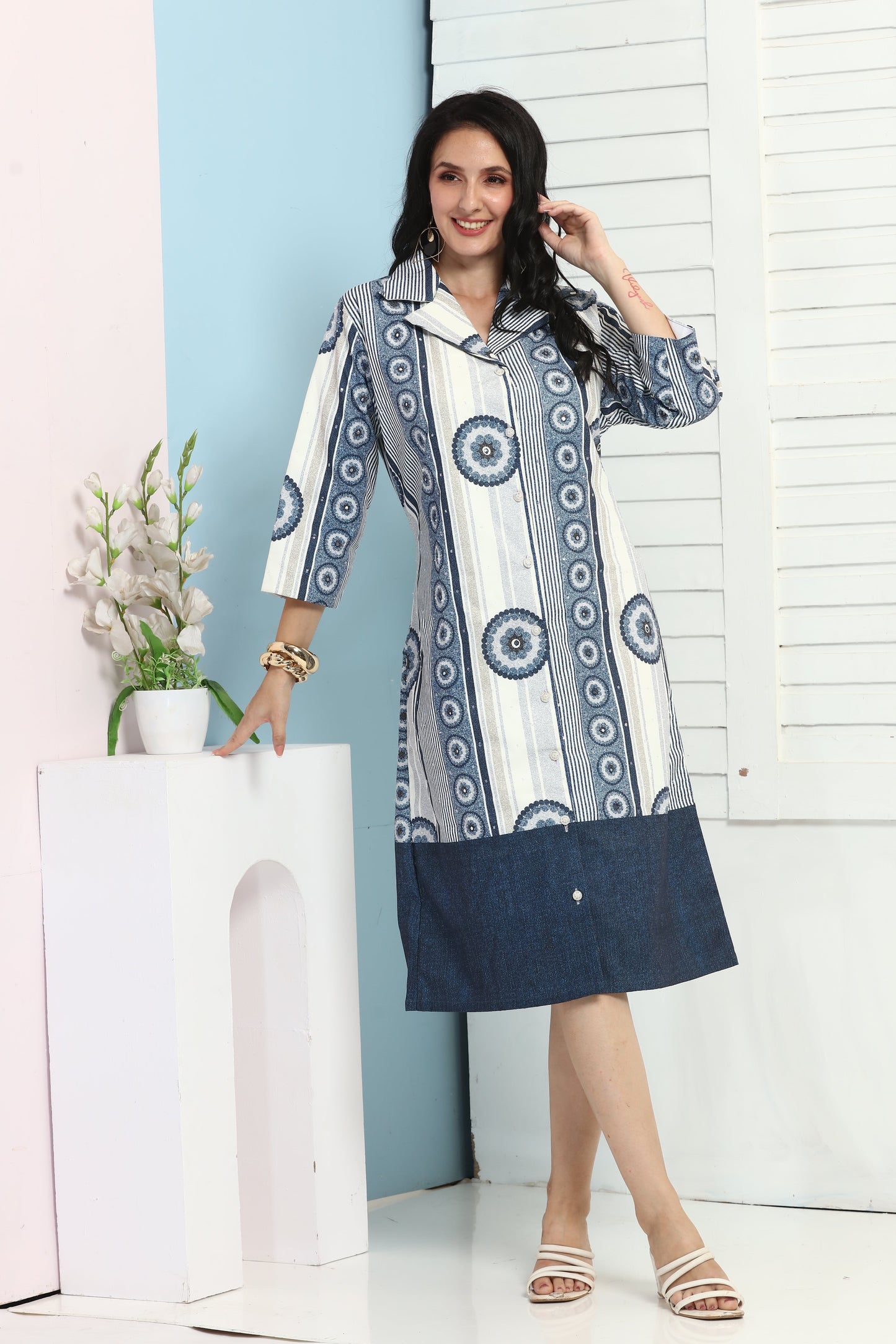 DENIM EVIL EYE DRESS