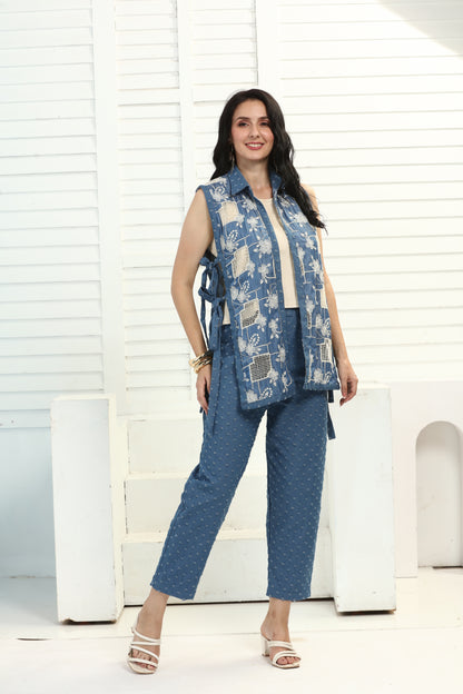 LIGHT DENIM TIE UP SET