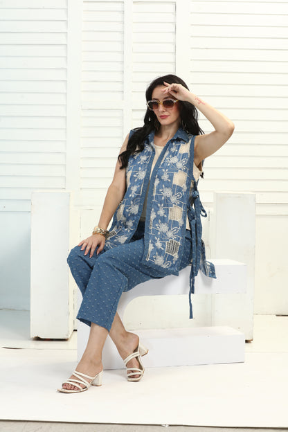 LIGHT DENIM TIE UP SET