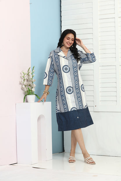 DENIM EVIL EYE DRESS