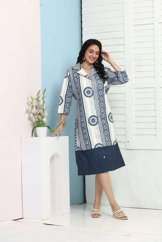 DENIM EVIL EYE DRESS