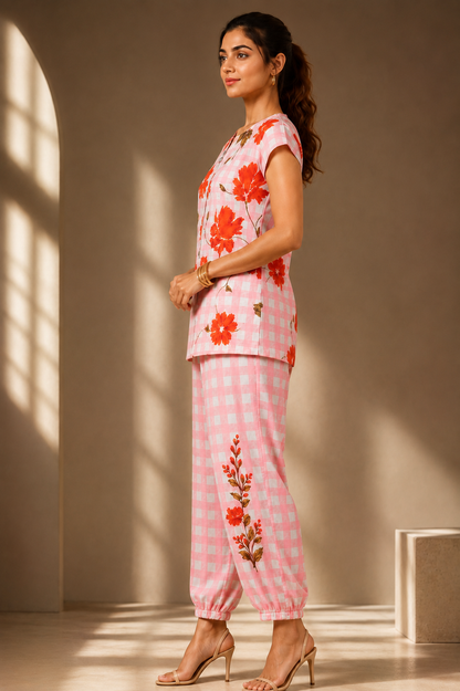 Bloom Gingham Linen Cotton Co-ord Set