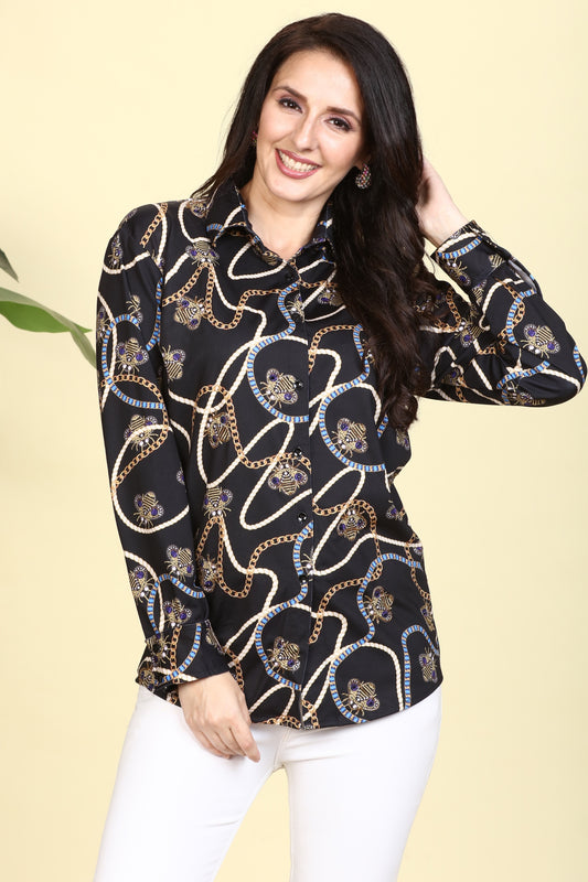 Queen Bee Elegance Shirt: Hand-Embellished with Bee Prints