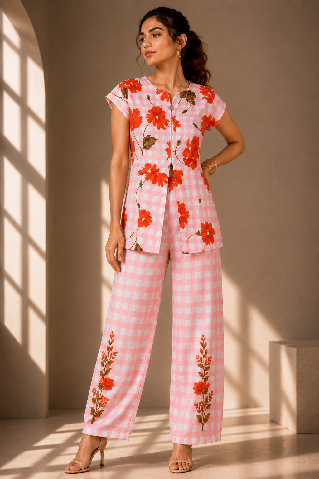 Bloom Gingham Linen Cotton Co-ord Set