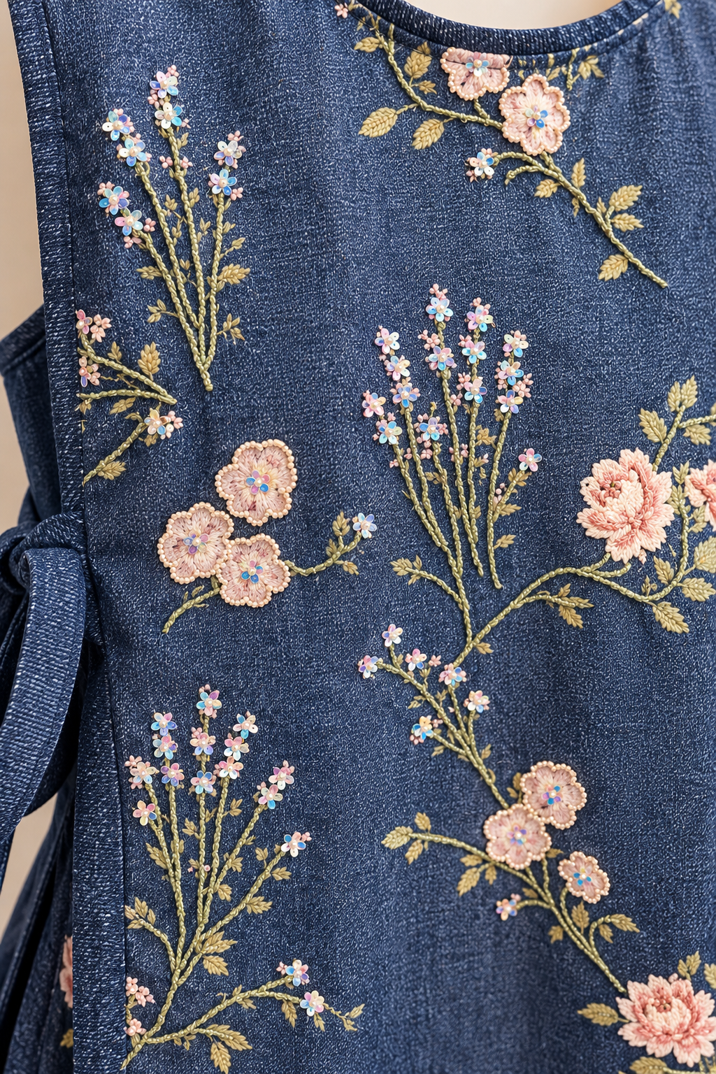 Embellished Fleur Denim Print 3-Piece Set