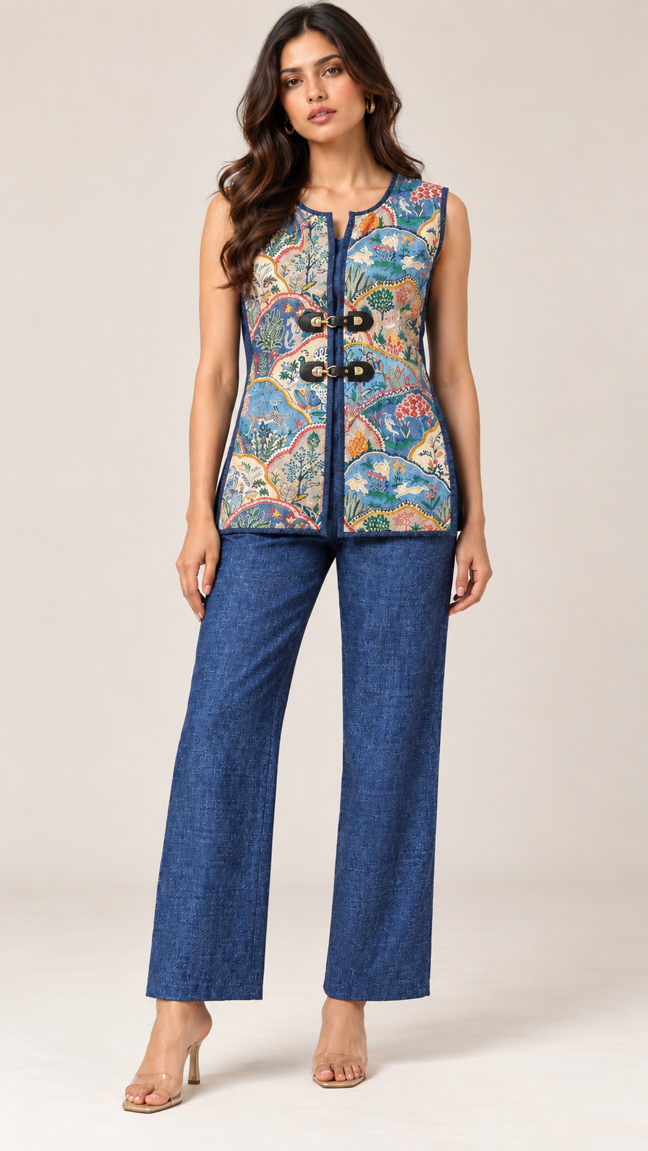Peacock Buckle Embellished 3-Piece Set