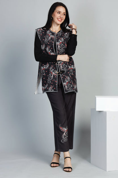 Black Bird Buckle Jacket & Pants Set – Stylish, Versatile Party & Festive Outfit