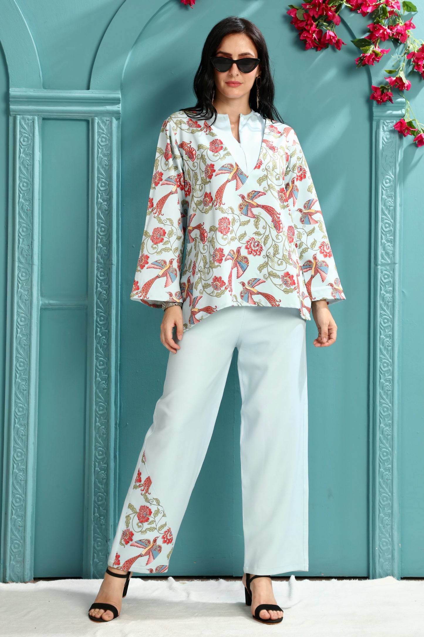 Azure Grace Handwork Coord Set – Elegant Two-Piece for Special Occasions