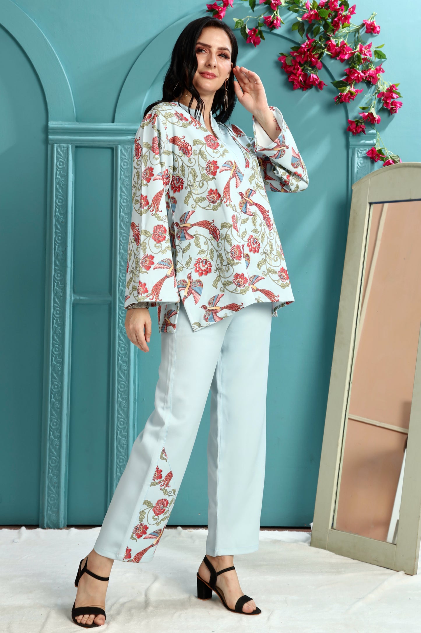 Azure Grace Handwork Coord Set – Elegant Two-Piece for Special Occasions