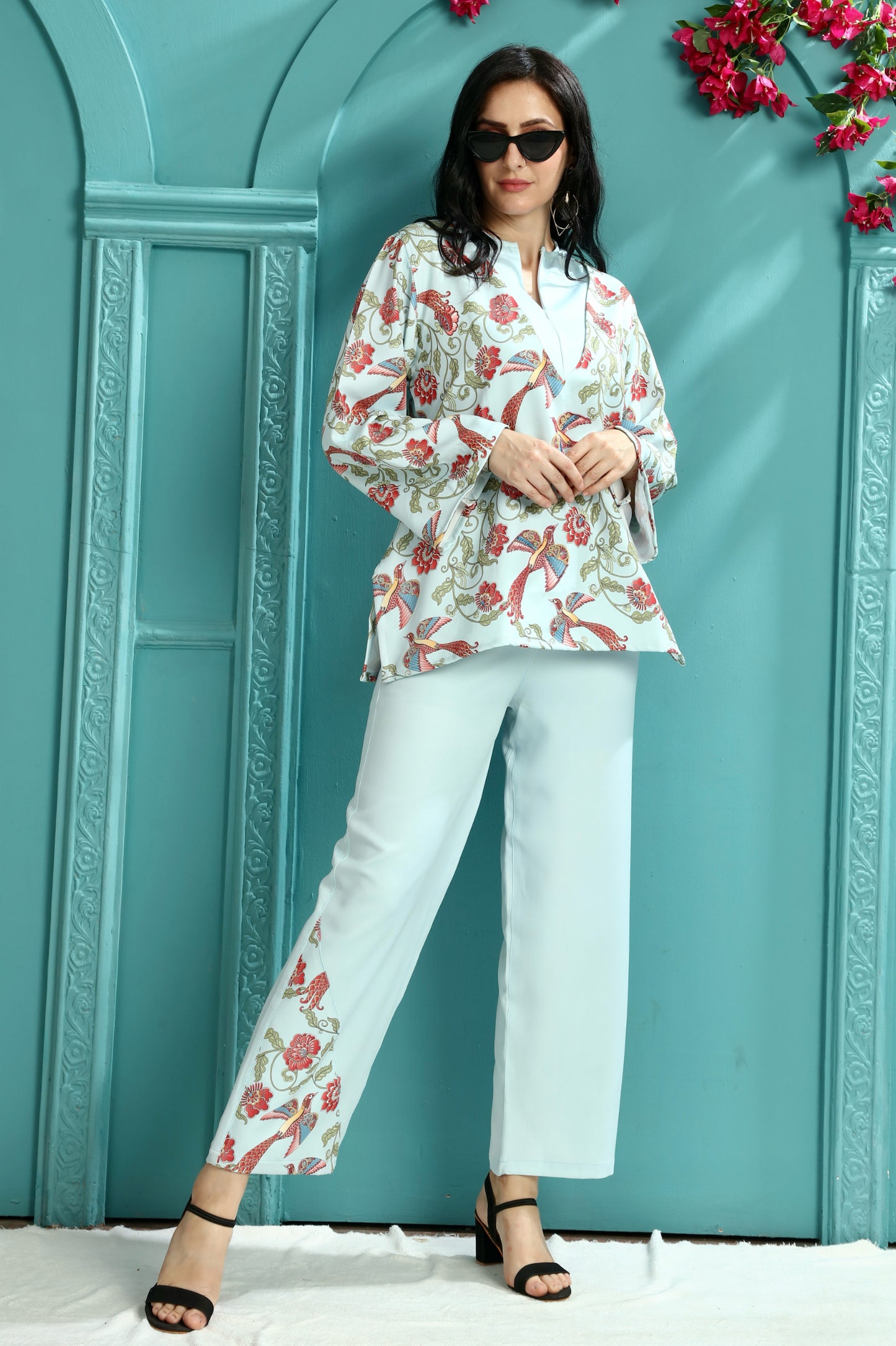 Azure Grace Handwork Coord Set – Elegant Two-Piece for Special Occasions