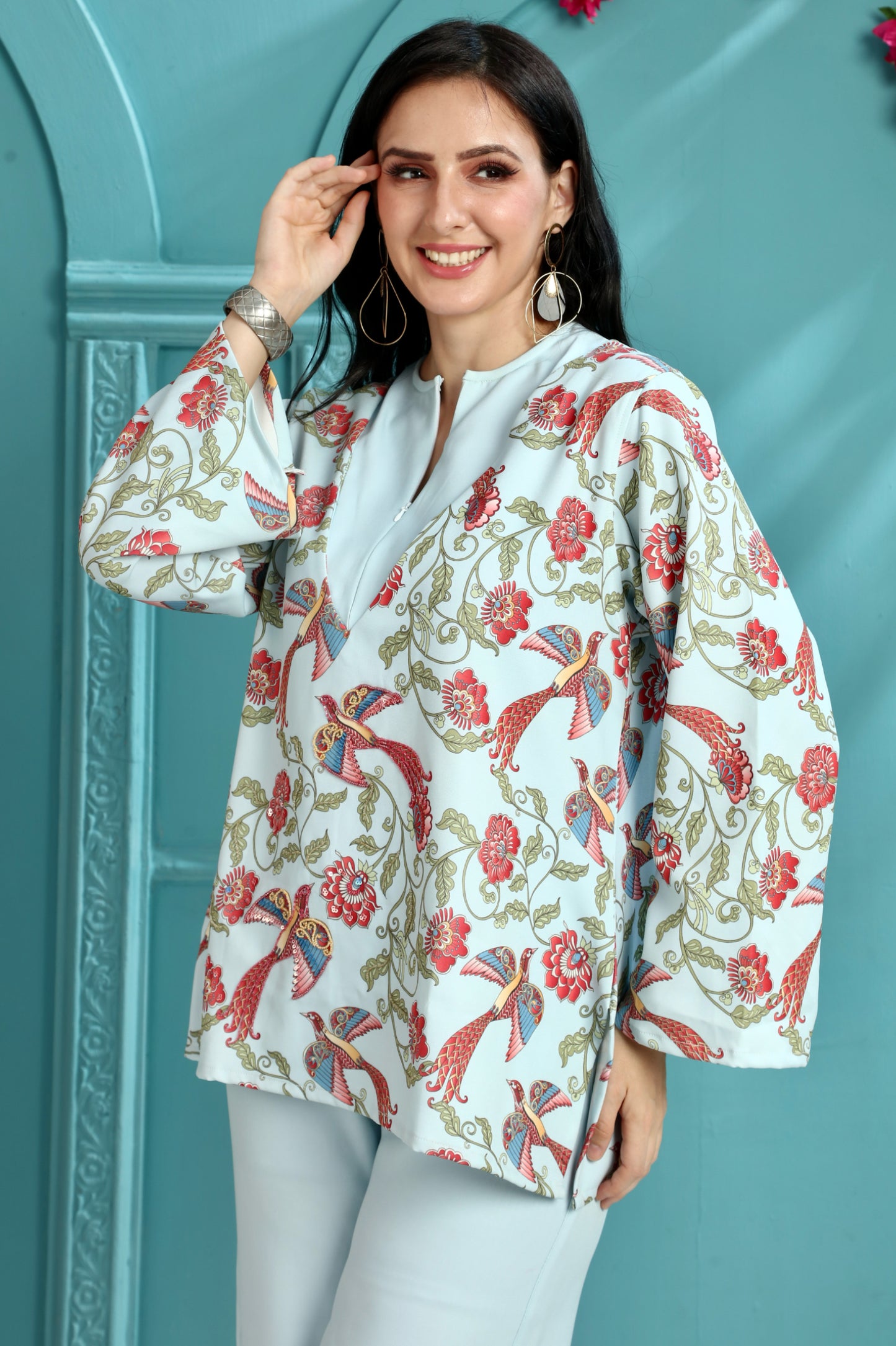 Azure Grace Handwork Coord Set – Elegant Two-Piece for Special Occasions