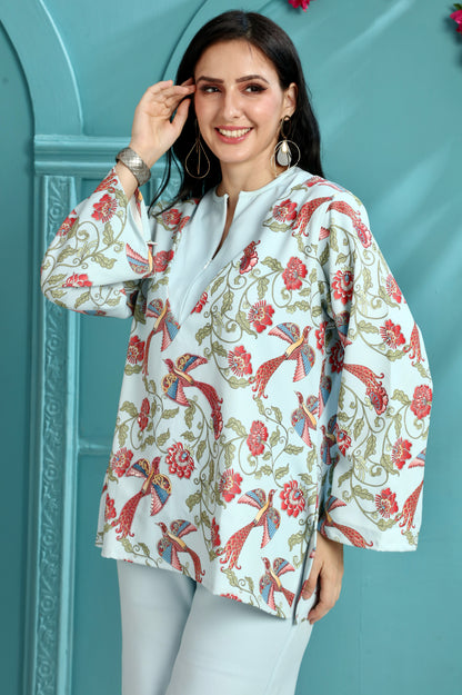 Azure Grace Handwork Coord Set – Elegant Two-Piece for Special Occasions