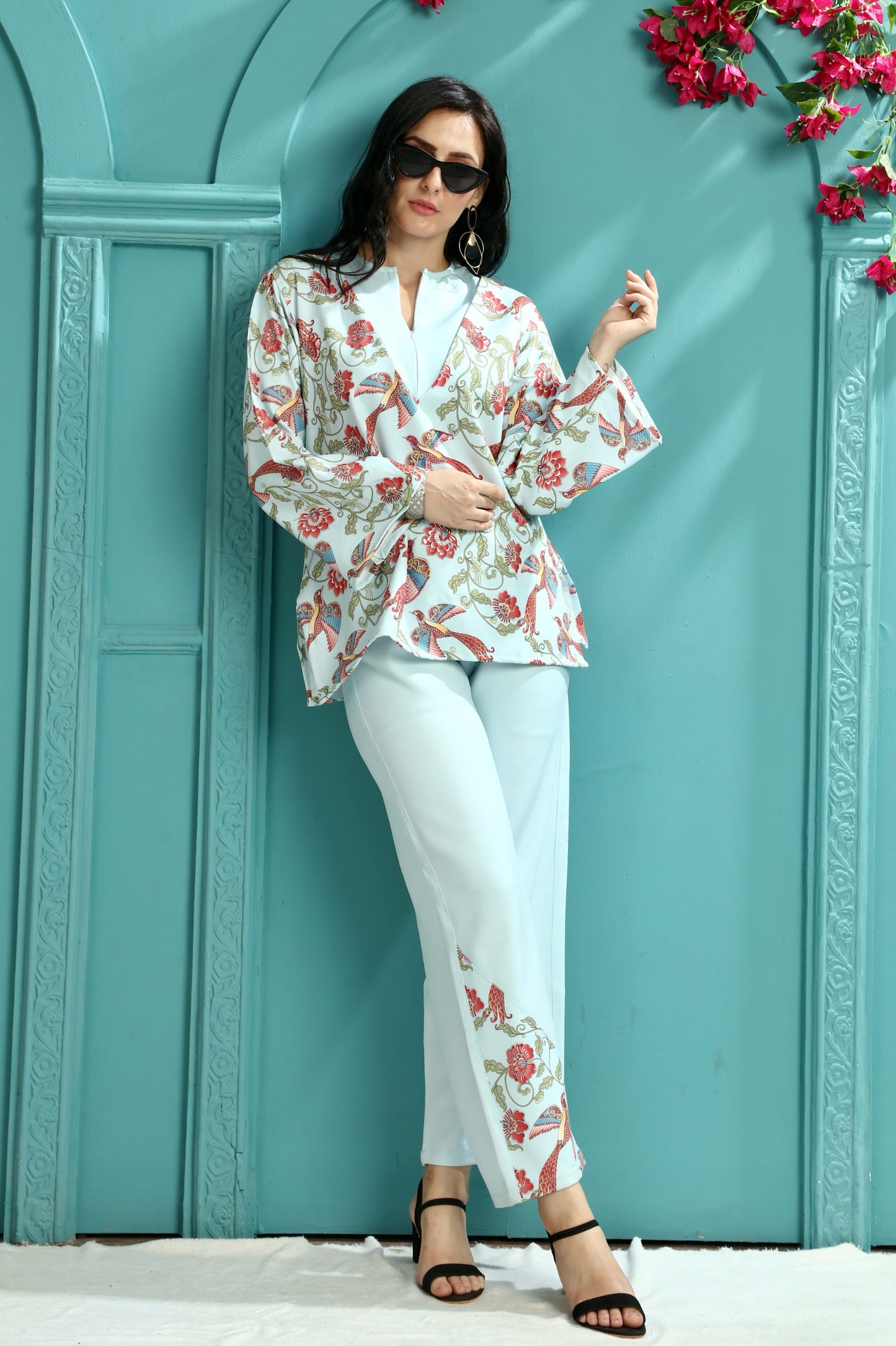 Azure Grace Handwork Coord Set – Elegant Two-Piece for Special Occasions